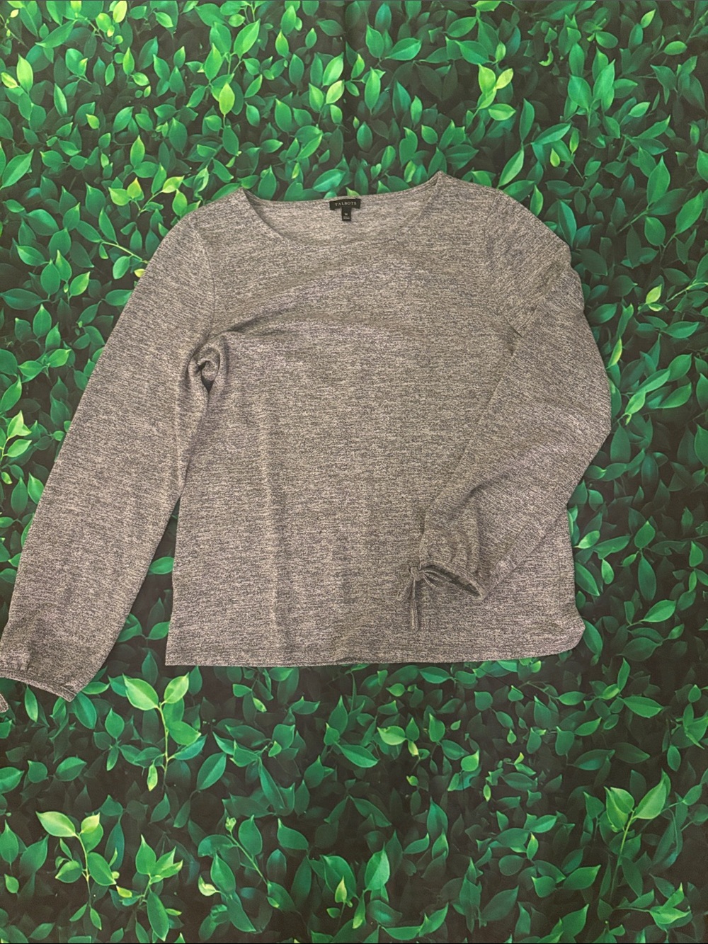 Talbots Heather Gray Long-Sleeve Crewneck Top
